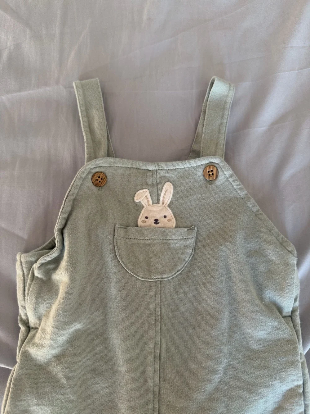 Carter's Light Green Bunny Embroidered Sleeveless Cotton Overall 18M Easter